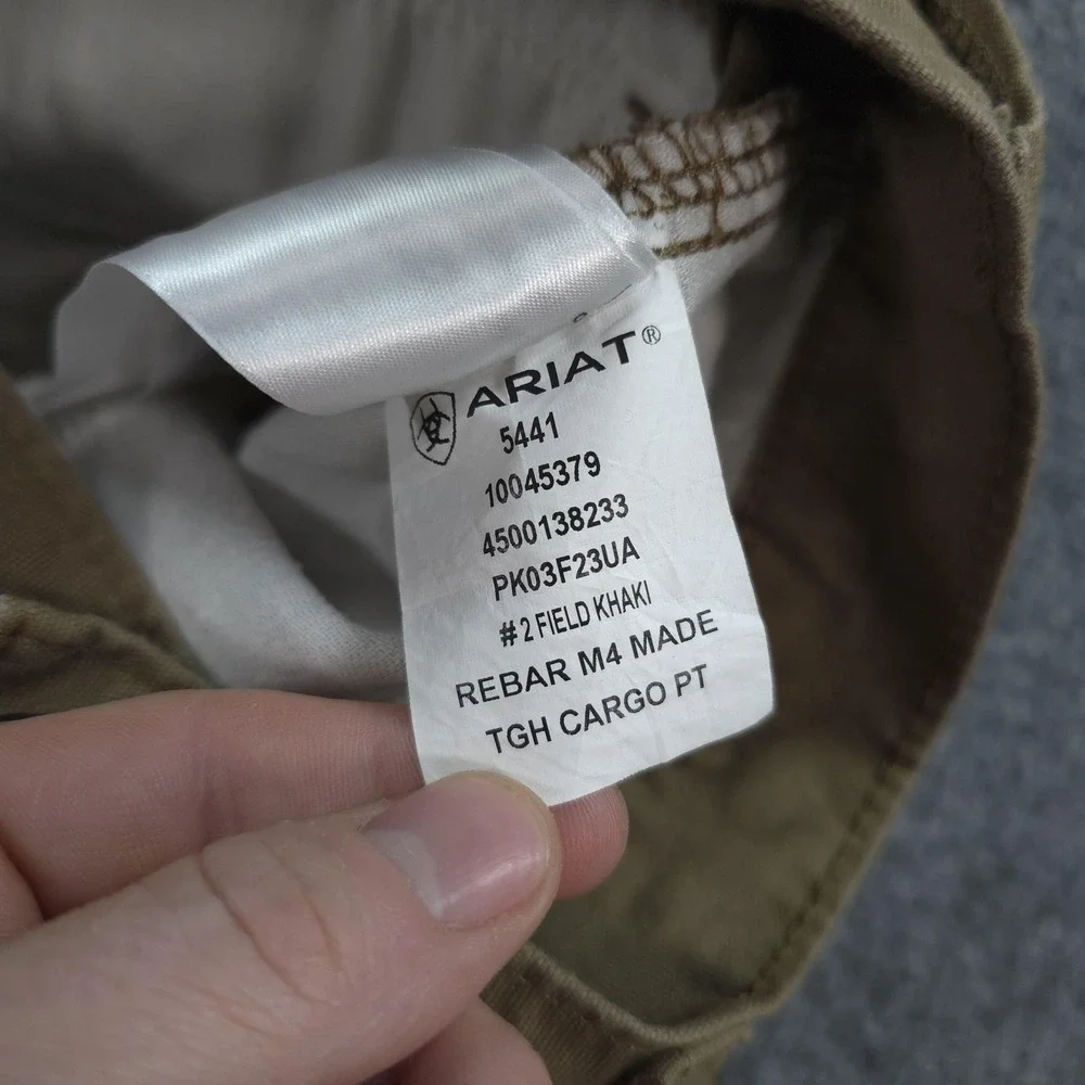 Ariat Pants Mens 34x36 Beige Rebar M4 Relaxed Straight Cargo Canvas Workwear
